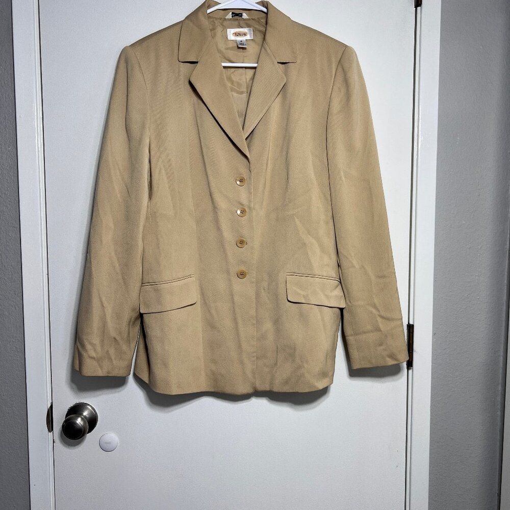 Talbots Pure Silk Tan Blazer Suit Jacket Women's Size 16